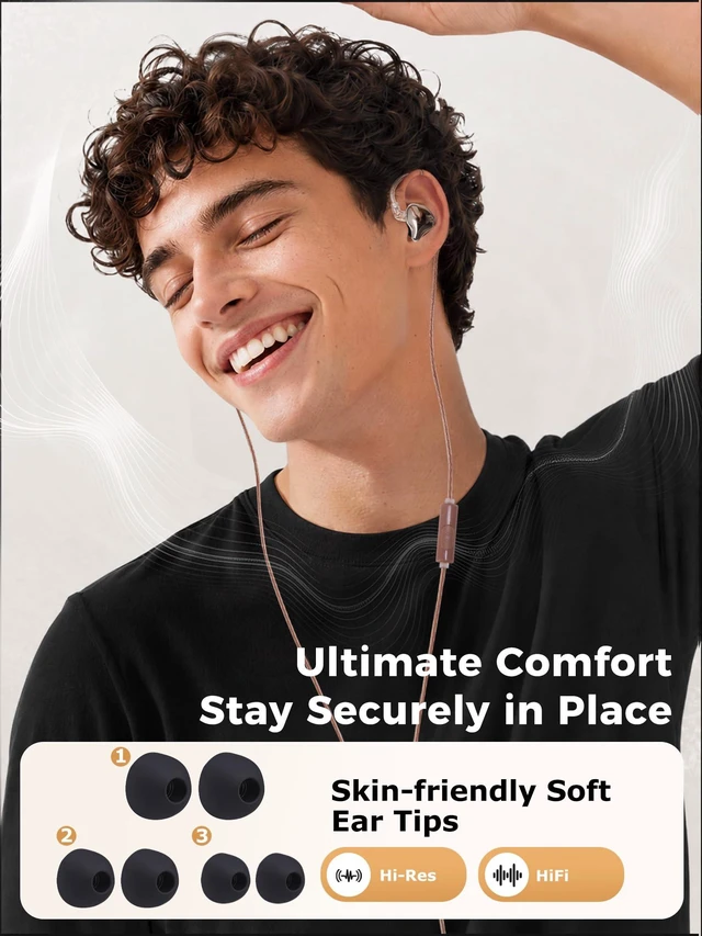 Alt view image 5 of 7 - Holiper USB C Wired Earbuds IEM Headphones with Mic, HiFi Loud Earphones | detachable cable, loud, comfort, secure fit, noise cancelling, clear calls, durable, sport, running, for phone laptop tablet