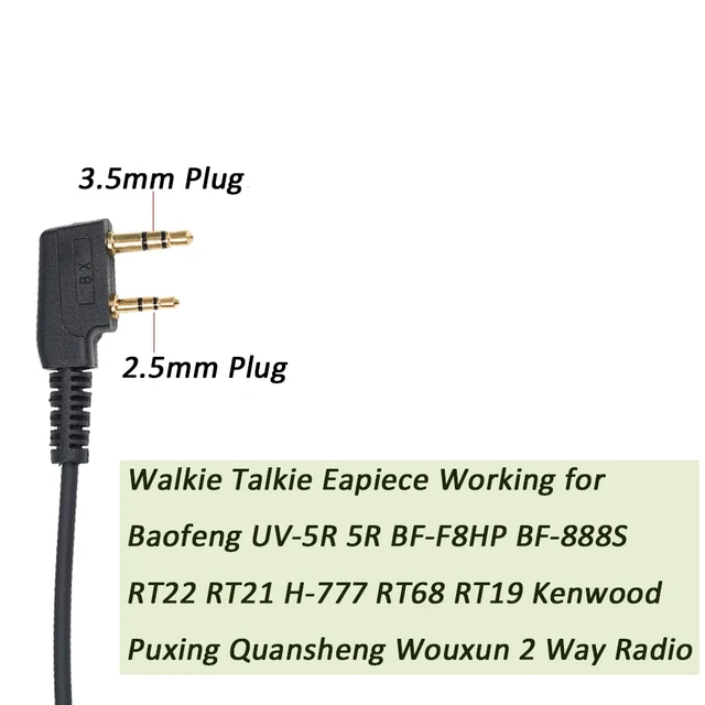 Alt view image 6 of 7 - 2 Way Radio Earpiece Compatible with Kenwood Baofeng UV-5R BF-888S 10PCS | BF-F8HP BF-F9 TK-2107 TK-3107 H777 RT7 RT21 Two Way Radio