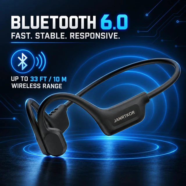 Alt view image 3 of 7 - New Bone Conduction Headphones Bluetooth 6.0, Open Ear Earbuds with Mic | Premium Sound, 3 EQ Modes, 10H Playtime, 25g Lightweight, IP65 Waterproof Sports Headphones for Running Cycling Hiking