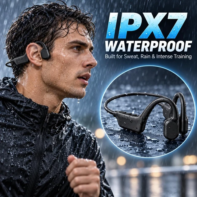 Alt view image 6 of 7 - New Bone Conduction Headphones Bluetooth 6.0, Open Ear Earbuds with Mic | Premium Sound, 3 EQ Modes, 10H Playtime, 25g Lightweight, IP65 Waterproof Sports Headphones for Running Cycling Hiking