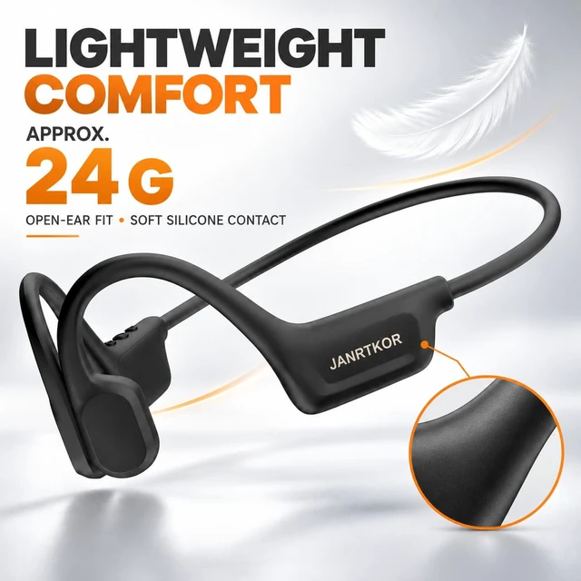Alt view image 5 of 7 - New Bone Conduction Headphones Bluetooth 6.0, Open Ear Earbuds with Mic | Premium Sound, 3 EQ Modes, 10H Playtime, 25g Lightweight, IP65 Waterproof Sports Headphones for Running Cycling Hiking