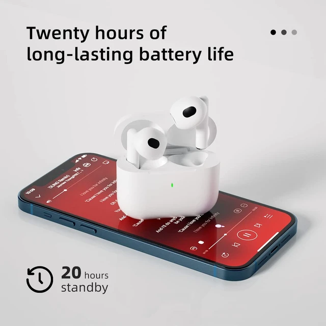 Alt view image 3 of 7 - AAZ Wireless 5.2 Bluetooth Headphones, Wireless Gaming Earbuds with Stereo Sound, in-Ear bass Sports White Headphones with Built-in Microphone