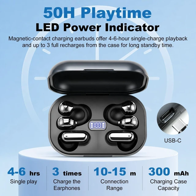 Alt view image 4 of 7 - Jekarsy 2-in-1 Wireless Earbuds, Bluetooth 6.0, Sports Headphones Wireless with 76hrs Playtime, Touch Control, Noise Canceling Earbuds for Phone/Laptop/Gym/Running/WorkBlack, 4 Earbuds Total