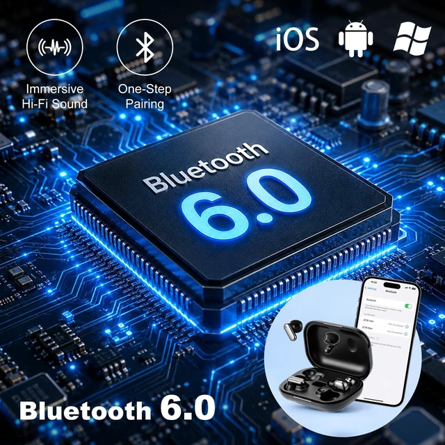 Alt view image 3 of 7 - Jekarsy 2-in-1 Wireless Earbuds, Bluetooth 6.0, Sports Headphones Wireless with 76hrs Playtime, Touch Control, Noise Canceling Earbuds for Phone/Laptop/Gym/Running/WorkBlack, 4 Earbuds Total