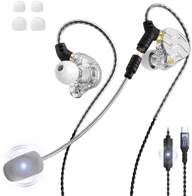 Main image of Wired Gaming Earbuds with Mic Wired Earbuds USB C for iPhones Android | Gaming Ear Buds Earphones In Ear Gaming Corded USBC Earbuds USB C Headphones Wired Type C Headphone Wired with Microphones