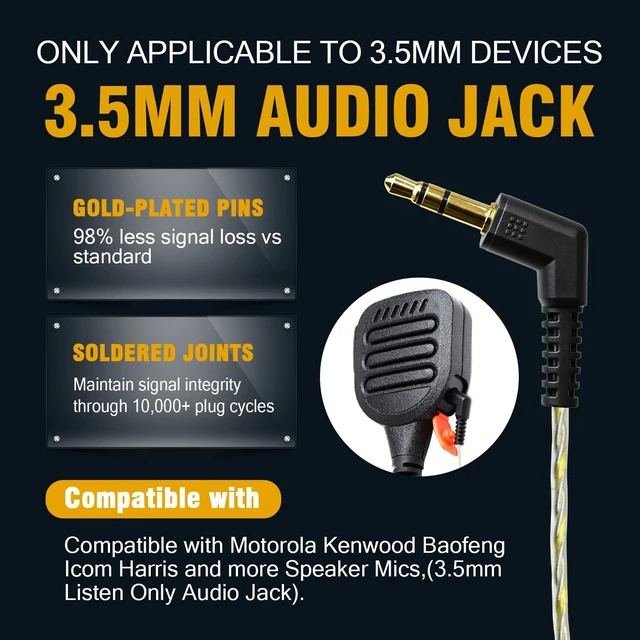 Alt view image 2 of 7 - Pdflie 3.5mm Listen Only Receiver Earpiece, Single Ear | Covert High Definition, Low Profile Durable Cabling, Coiled Cord