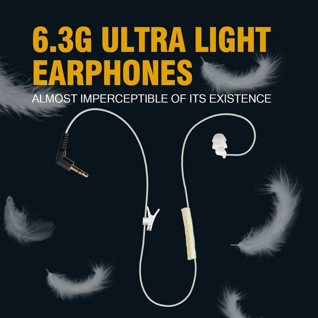 Alt view image 4 of 7 - Pdflie 3.5mm Listen Only Receiver Earpiece, Single Ear | Covert High Definition, Low Profile Durable Cabling, Coiled Cord