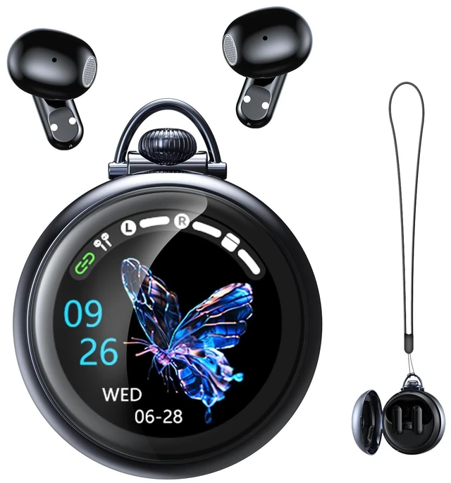Main image of NE71 AI Translation Earbuds-Smart Wireless Earbuds, Retro Pocket Watch Bluetooth Headphones with LCD Touch Screen Case, Support 164 Languages, Noise Cancellation,Wireless Earbuds Suitable