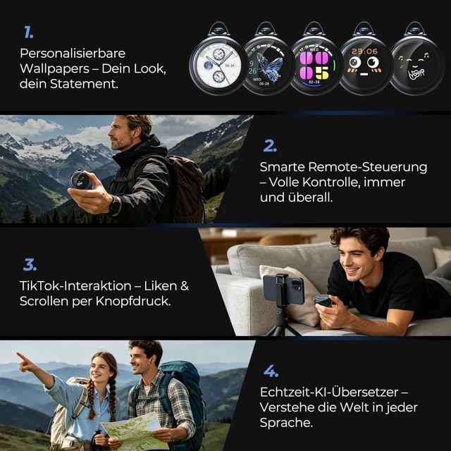 Alt view image 3 of 7 - NE71 AI Translation Earbuds-Smart Wireless Earbuds, Retro Pocket Watch Bluetooth Headphones with LCD Touch Screen Case, Support 164 Languages, Noise Cancellation,Wireless Earbuds Suitable