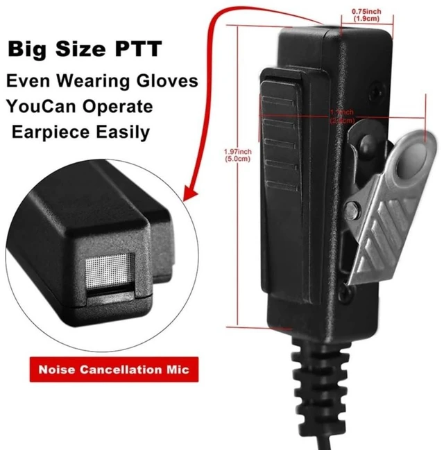 Alt view image 2 of 7 - 2 Wire Acoustic Tube Earpiece Mic, Compatible with Motorola XTS 1500 Radio | Noise isolating acoustic tube delivers crisp & clear audio even in noisy environments.