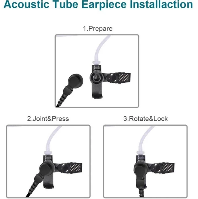 Alt view image 3 of 7 - 2 Wire Acoustic Tube Earpiece Mic, Compatible with Motorola XTS 1500 Radio | Noise isolating acoustic tube delivers crisp & clear audio even in noisy environments.