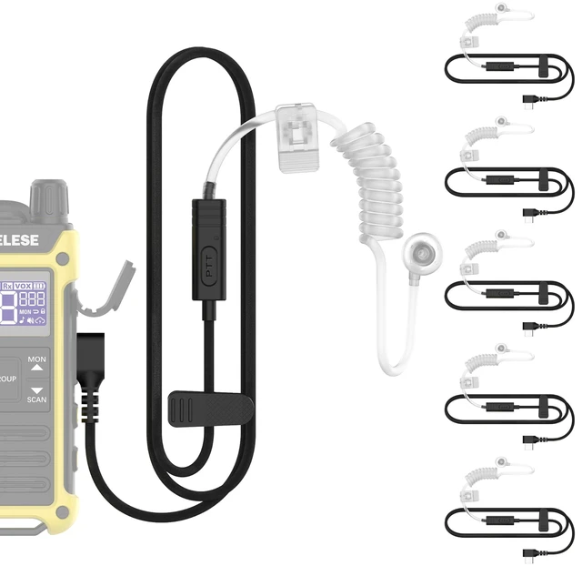 Main image of USB Tube Earpiece for KETELESE T3T4 Walkie Talkie, Replacement Accessory | Tube Line, 6 Pack, Clear Sound, in Ear