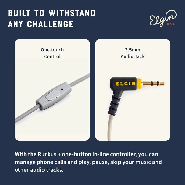 Alt view image 6 of 7 - Elgin Ruckus+ Earplug Earbuds with Mic, Wired Earbuds | 25 dB Noise Reduction, Safety Ear Plugs Headphones, OSHA Compliant Hearing Protection for Construction Industrial, Sweatproof