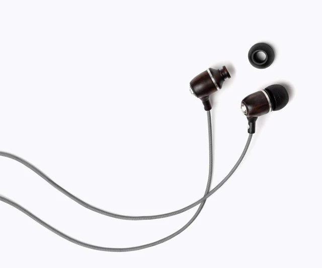 Alt view image 4 of 7 - Symphonized Bling Premium Genuine Wood in-Ear Noise-isolating Headphones with Mic and Nylon Cable (Gray)