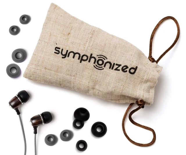 Alt view image 7 of 7 - Symphonized Bling Premium Genuine Wood in-Ear Noise-isolating Headphones with Mic and Nylon Cable (Gray)