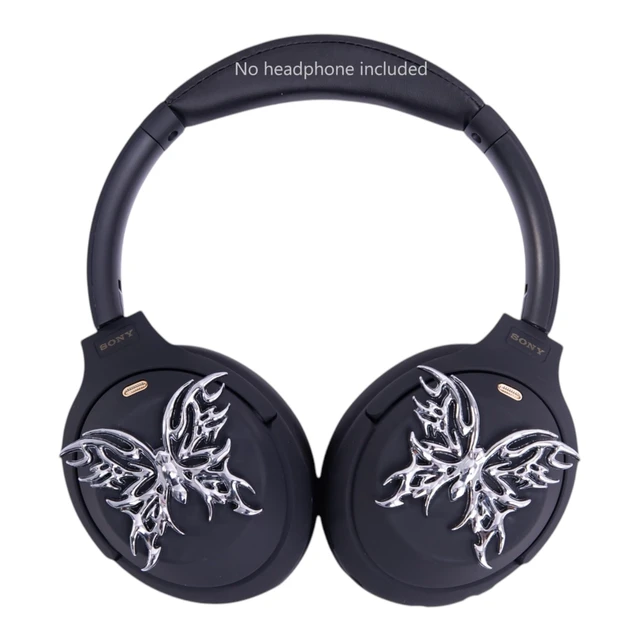 Alt view image 2 of 7 - Butterfly Chrome Attachments for Sony WH-1000XM6/Sony XM5/Sony XM4/Sony CH520/Sony CH720/JBL Headphones/Marshall Headphones/AirPods Max, 2 Butterflies only, no Headset Included, Headphone Accessories