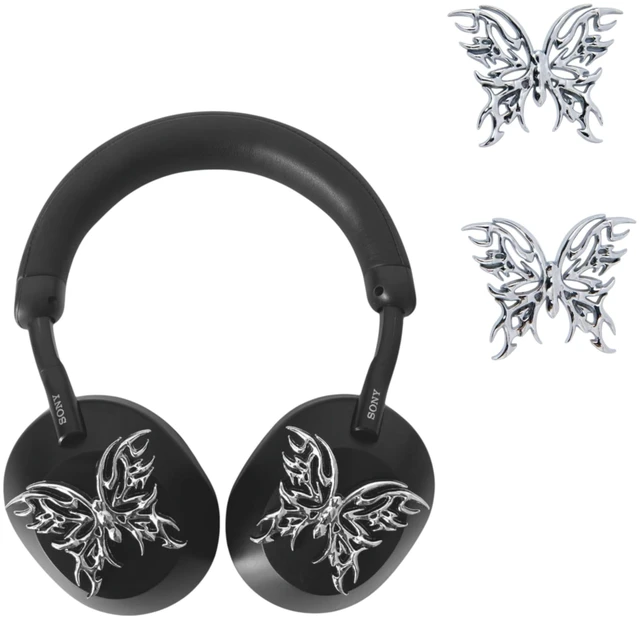 Main image of Butterfly Chrome Attachments for Sony WH-1000XM6/Sony XM5/Sony XM4/Sony CH520/Sony CH720/JBL Headphones/Marshall Headphones/AirPods Max, 2 Butterflies only, no Headset Included, Headphone Accessories