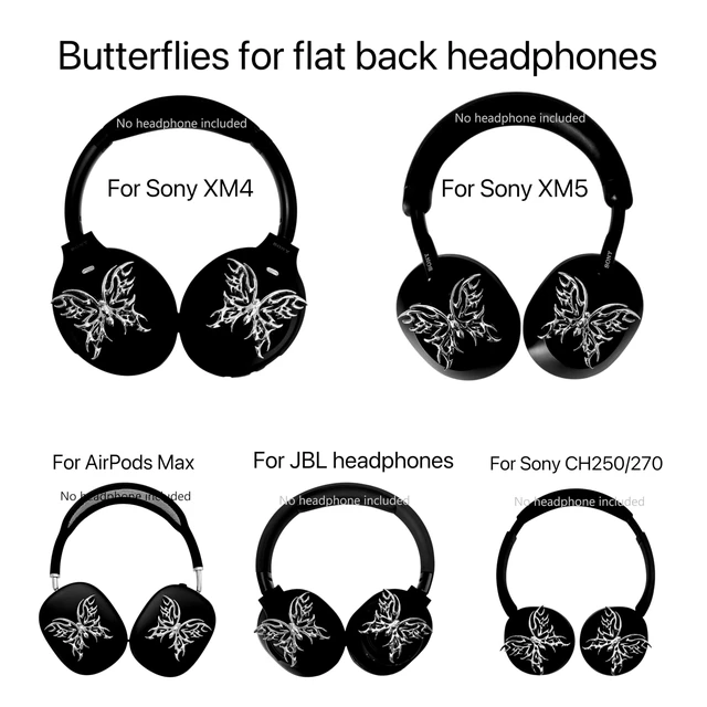 Alt view image 3 of 7 - Butterfly Chrome Attachments for Sony WH-1000XM6/Sony XM5/Sony XM4/Sony CH520/Sony CH720/JBL Headphones/Marshall Headphones/AirPods Max, 2 Butterflies only, no Headset Included, Headphone Accessories