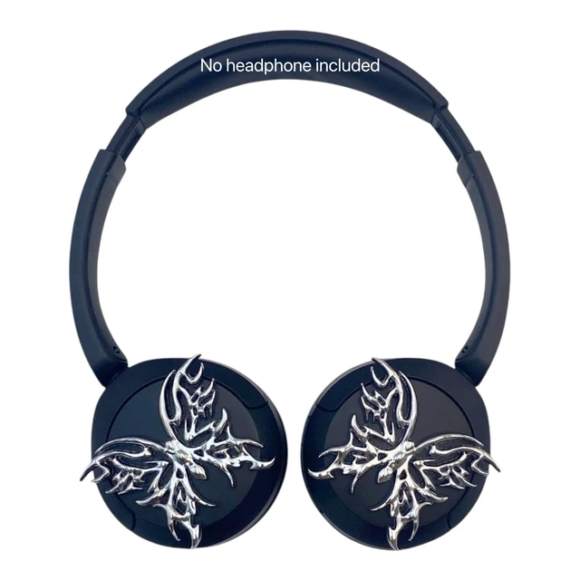 Alt view image 7 of 7 - Butterfly Chrome Attachments for Sony WH-1000XM6/Sony XM5/Sony XM4/Sony CH520/Sony CH720/JBL Headphones/Marshall Headphones/AirPods Max, 2 Butterflies only, no Headset Included, Headphone Accessories