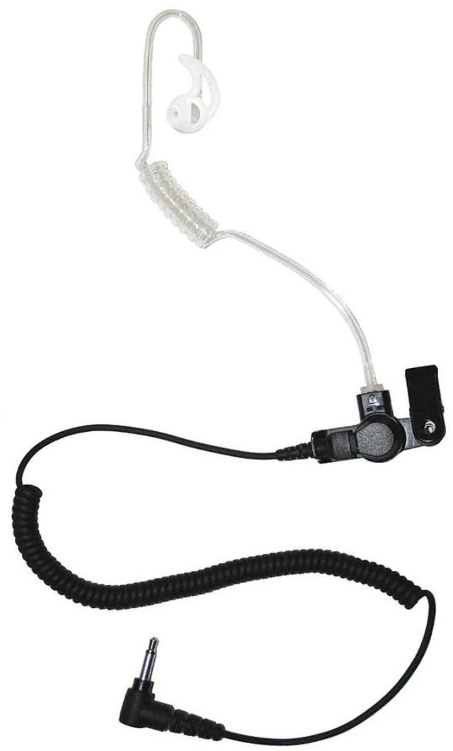 Main image of Radio Earpiece, 3.5mm Listen Only Coiled Acoustic Tube Earpiece by Earphone Connection, Fox EP1089SC, Compatible with Shoulder Speaker Microphones, Law Enforcement Police Patrol Privacy Surveillance
