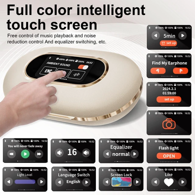 Alt view image 4 of 7 - AI Language Translation Earbuds, Real-Time OWS Bluetooth Earphone, Two-Way Language Translator Headphone with LED Screen 140+ Languages Earphone fit iOS Android Ideal for Travel Business (Beige)