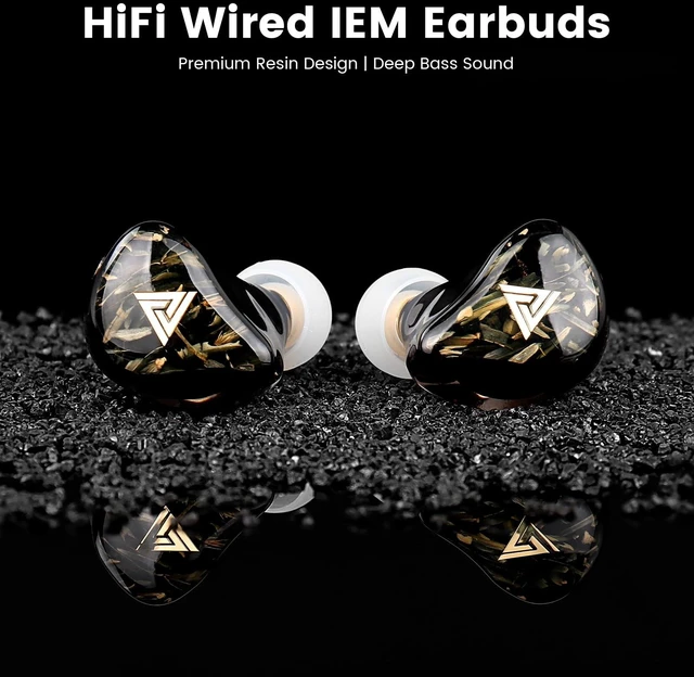 Alt view image 2 of 7 - QJF Kaiser Wired Earbuds, in Ear Monitor Headphones, HiFi Stereo IEM Dual Driver Noise Isolating 3.5mm Jack for Gaming Music Laptop Musicians (Black, Without Mic)