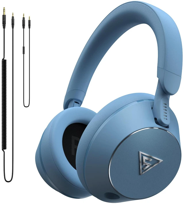 Main image of Studio Monitor Headphones, Professional Wired DJ Headphones Over Ear | with Natural Balanced Sound, 50mm Drivers, in-Line Mic, 6.35mm & 3.5mm Jack, for Recording, Mixing, DJ, Guitar Amp, PC, Blue