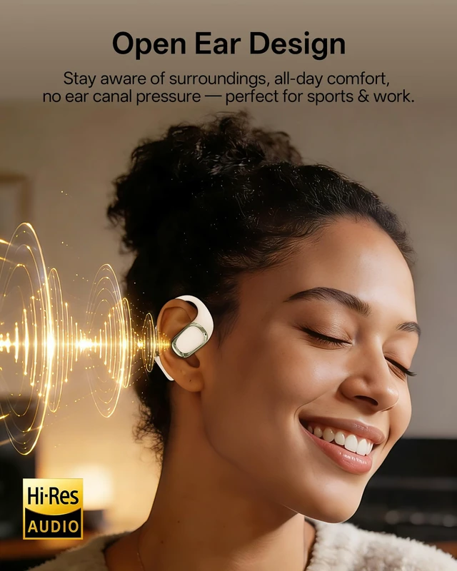 Alt view image 2 of 7 - Open Ear Earbuds, Over Ear Earbuds with Ear Hooks for Running Sports | True Wireless Bluetooth 6.0 Headphones with Mics, Stereo Sound, AI Clear Calls, Ultra-Comfort, IPX7 Waterproof, 50H Playtime