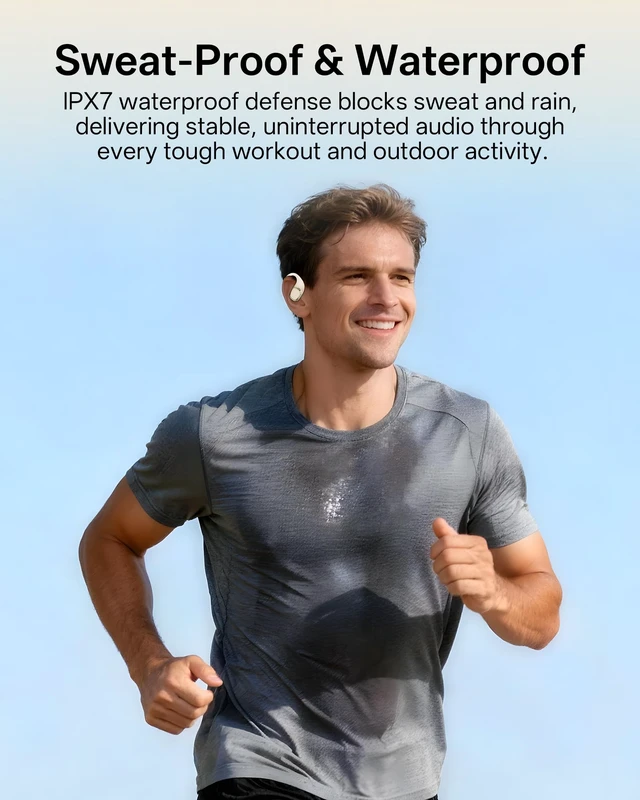 Alt view image 7 of 7 - Open Ear Earbuds, Over Ear Earbuds with Ear Hooks for Running Sports | True Wireless Bluetooth 6.0 Headphones with Mics, Stereo Sound, AI Clear Calls, Ultra-Comfort, IPX7 Waterproof, 50H Playtime