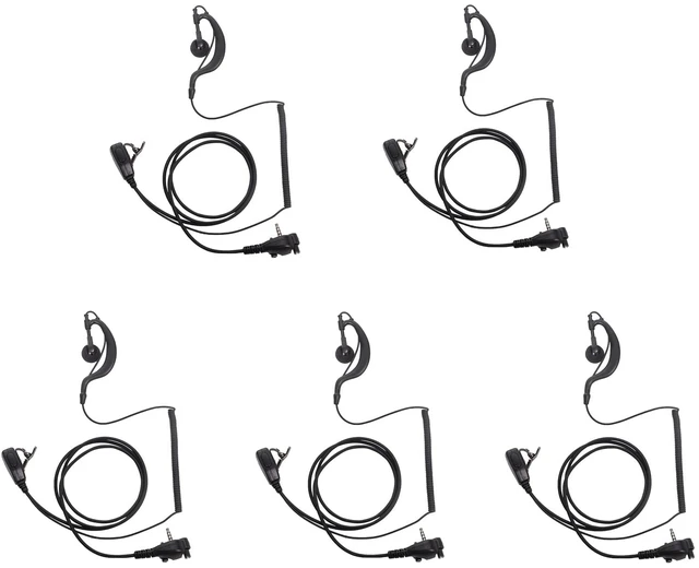 Main image of HEOPBIRD G-Shape Earpiece Compatible with Vertex Standard VX-261 5-Pack | 3.5mm threaded earpieces with PTT mic compatible with Vertex VX-231 VX-351 EVX-531 radios