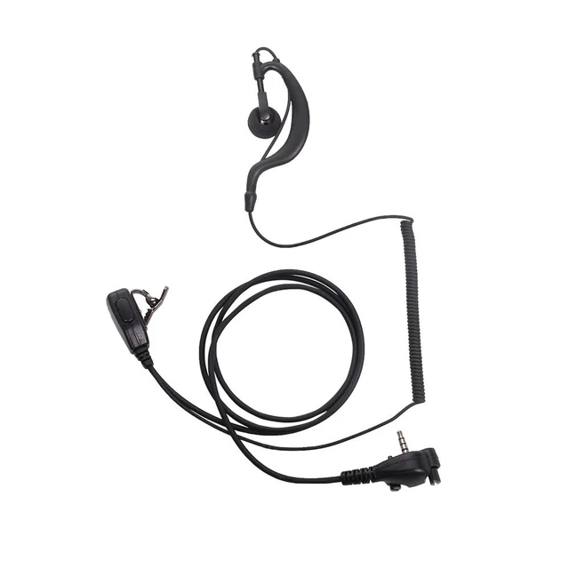 Alt view image 2 of 7 - HEOPBIRD G-Shape Threaded 1-Pin Earpiece Compatible with EVX-261 10-Pack | 10-pack 3.5mm threaded screw lock G-hook headsets with PTT mic compatible with Vertex Standard VX-261 VX-231 radios