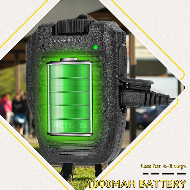 Alt view image 6 of 7 - Retevis HA2 Wireless Walkie Talkie Speaker Microphone, 1 Pack | with 3.5mm Audio Jack, Wireless Shoulder Speaker Mic, Only for Ailunce HD2, Retevis RB37/RA89G/RT29D 2 Way Radio