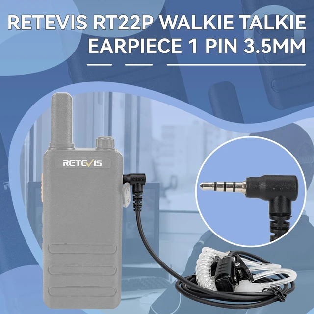 Alt view image 2 of 7 - Retevis RT22P Radio Earpiece, Compatible with Retevis B3H/B3S/RB19/RB19P | Covert Tube, 1 Pin 3.5mm Two Way Radio Earpiece, Walkie Talkie Earpiece with Mic(4 Pack)