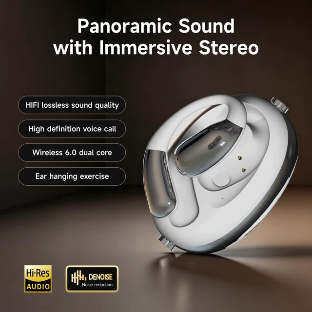 Alt view image 7 of 7 - LavChic A60 Open Ear Headphones, Bluetooth 6.0 Wireless Earbuds - White | Open Ear Earbuds with ENC Mic, IP5 Waterproof, Long Battery Life with Charging Case, Secure Fit for Running, Gym, Workout