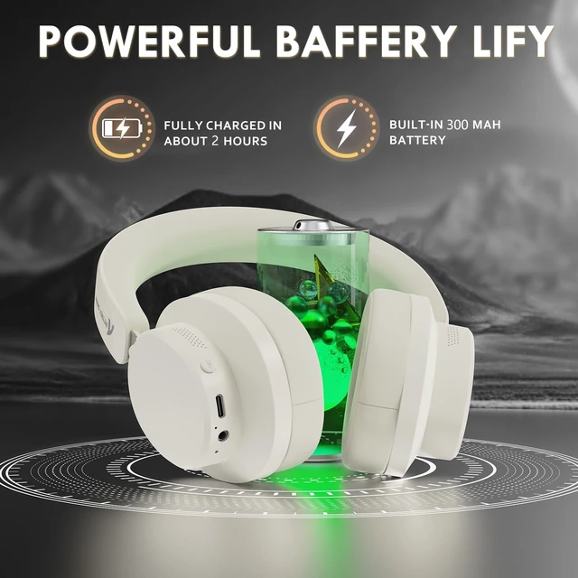 Alt view image 5 of 7 - ATTACK SHARK G500 Wireless Active Noise Cancelling Over-ear Headphones, Bluetooth 5.3 Dual-mode Link, Built-in Microphone, 5.1 Channel Stereo, Suitable for Travel, Study, and Gaming(Cheese)