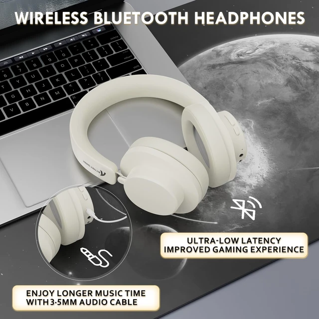 Alt view image 7 of 7 - ATTACK SHARK G500 Wireless Active Noise Cancelling Over-ear Headphones, Bluetooth 5.3 Dual-mode Link, Built-in Microphone, 5.1 Channel Stereo, Suitable for Travel, Study, and Gaming(Cheese)