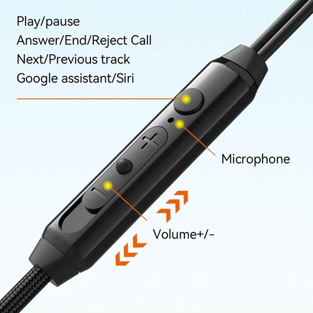 Alt view image 4 of 7 - Holiper Dual Driver Wired Headphones 3.5mm Jack Earphones Plug in Ear Buds | Extra bass earbuds, wrap around over ear, hifi, microphone, hook, sport, running, aux, braided cable, noise isolation, cord