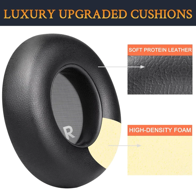 Alt view image 3 of 7 - SOULWIT Replacement Ear Pads for JBL Club700BT/Club 700BT Headphones, Earpads Cushions with Softer Protein Leather, Noise Isolation Foam - Black