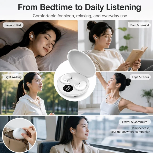 Alt view image 7 of 7 - Wireless Sleep Earbuds, Ultra-Light in-Ear Invisible Earphone | Comfortable Sleep Headphones for Side Sleepers for Night Use