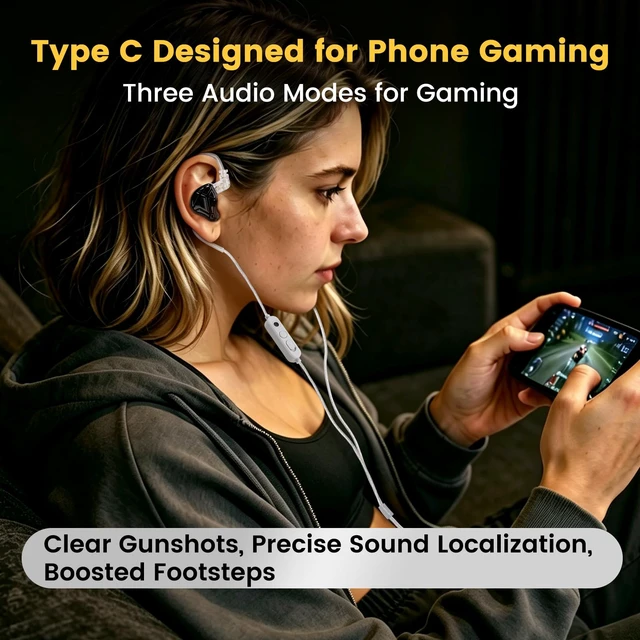 Alt view image 2 of 7 - KZ DSP+DD+BA IEM for Music/Mobile Gaming,USB C Wired Earbuds with Dual Mic | Custom Gaming Dynamic Drivers,DSP Sound Card,Noise Isolating,4Ft Cord, in Ear Monitor For Apple IPhone 15 16 17/IPad/Laptop