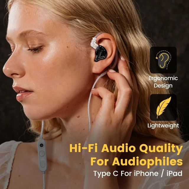 Alt view image 3 of 7 - KZ DSP+DD+BA IEM for Music/Mobile Gaming,USB C Wired Earbuds with Dual Mic | Custom Gaming Dynamic Drivers,DSP Sound Card,Noise Isolating,4Ft Cord, in Ear Monitor For Apple IPhone 15 16 17/IPad/Laptop