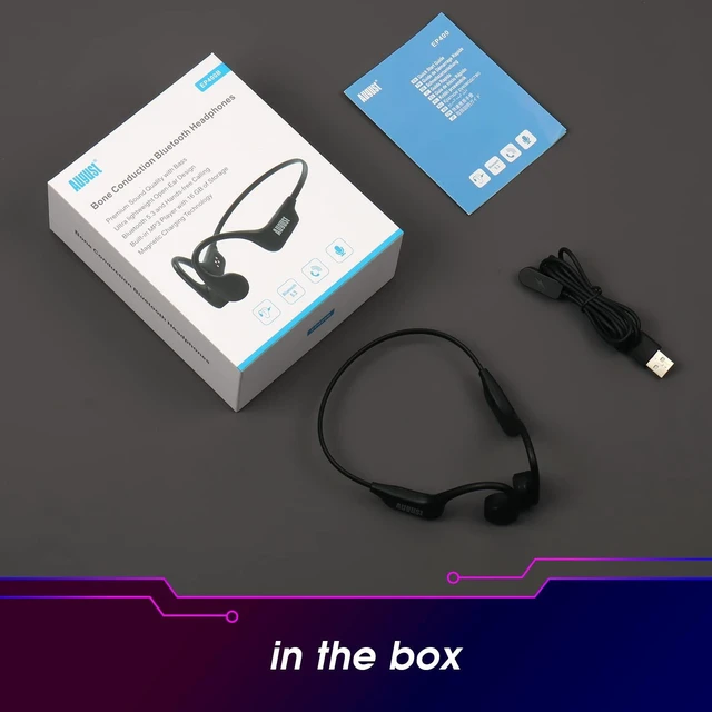 Alt view image 6 of 7 - August EP400 Bone Conduction Headphones Open Ear IP68 Waterproof 16GB MP3 | Bluetooth 5.3, Built-in Microphone, Titanium Frame, Lightweight Wireless Headphones for Running, Cycling, Hiking & Sports