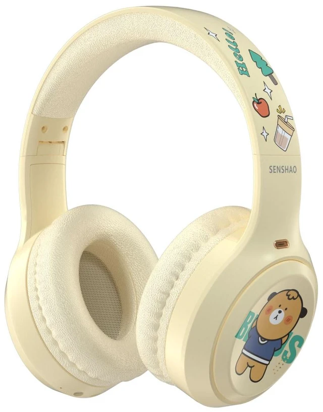 Main image of wocdwocd Cute Cartoon Foldable Over Ear Headphones for Kids Girls & Women, Hybrid ANC Wireless Bluetooth 5.4 with Mic, 60H Playtime, Ideal School Study Travel Gift Milky