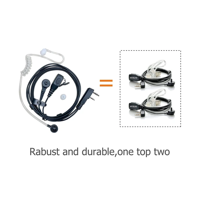 Alt view image 2 of 6 - SHON Walkie Talkie with Mic, 2PIN Acoustic Tube Earpiece for Crystal Clear Sound, Compatible with KenwoodBaofeng and Retevis Two-Way Radios for Police, Law Enforcement (6set/Black)