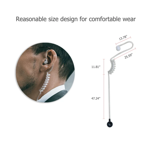 Alt view image 4 of 6 - SHON Walkie Talkie with Mic, 2PIN Acoustic Tube Earpiece for Crystal Clear Sound, Compatible with KenwoodBaofeng and Retevis Two-Way Radios for Police, Law Enforcement (6set/Black)