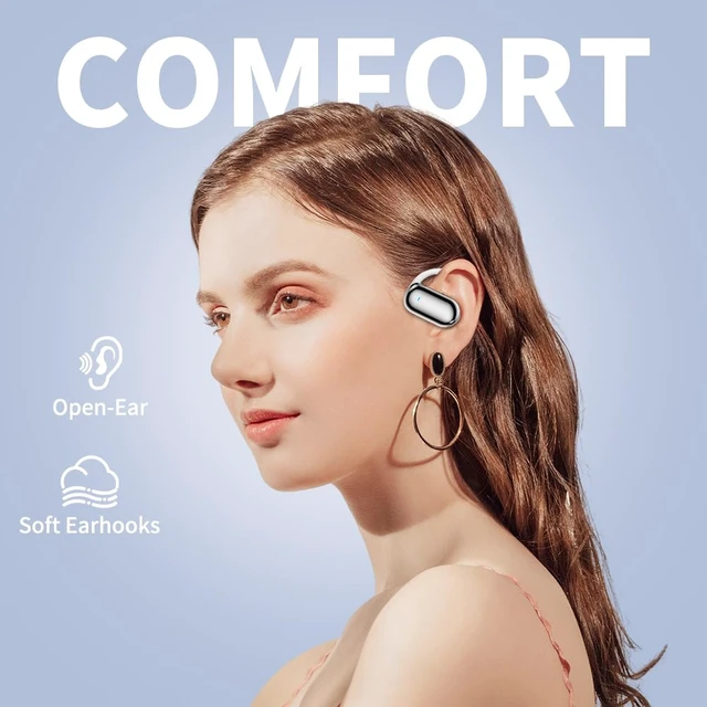 Alt view image 6 of 6 - ShuQiaoSi Open Ear Headphones Bluetooth V5.3 Wireless Earbuds with Earhooks with Digital Display Charging Case, Conduction Headphones with Mic Waterproof Sport Earbuds for iPhone/iPad//Laptop/PC/TV