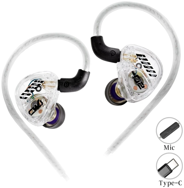 Alt view image 2 of 7 - Jyinudio TANGZU HE Caiwenji IEM, Entry-Level HiFi Wired in Ear Monitor, 10mm Single Dynamic Driver Gaming Earphones, Type C with Mic, White