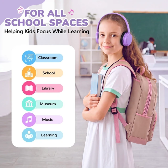 Alt view image 6 of 7 - Auolexs Kids Headphones Bulk 5 Pack for School Classroom, Color Varieties | On-Ear Adjustable Wired Headset, 3.5mm Jack, Comfortable Fit | Student Supplies for Tablets Chromebook & PC (YT30, 5 Mixed)