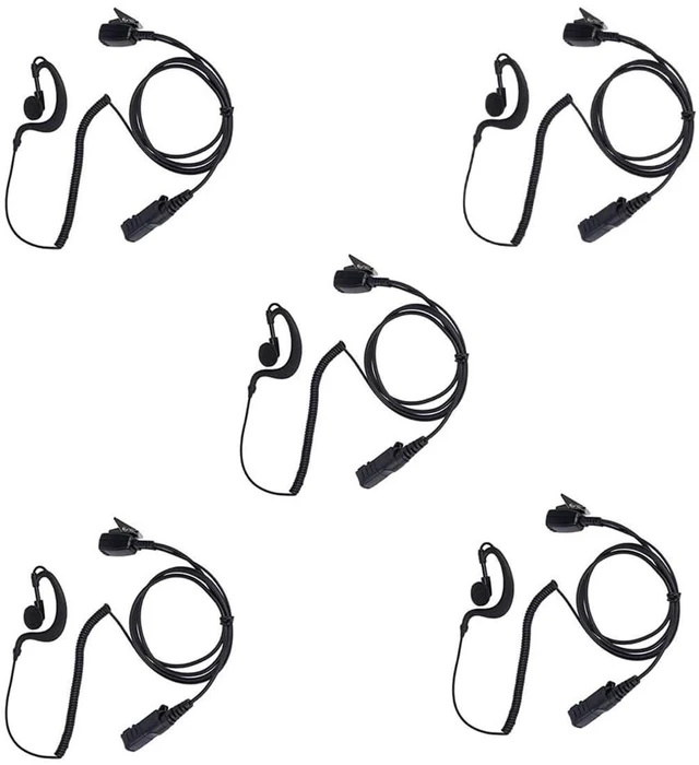 Main image of Klykon 5-Pack G-Shape Earpiece Compatible with Motorola XPR3300e | 5-Pack Bulk Set, Soft G-ring fit, in-line PTT mic, for security teams, hotels, construction