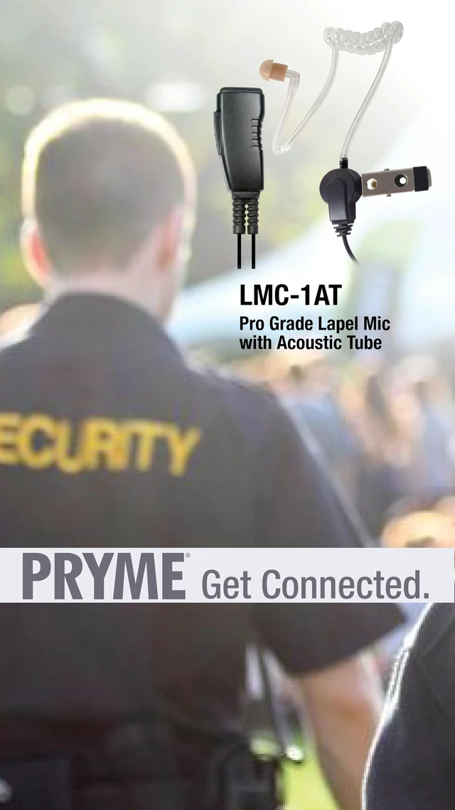 Alt view image 2 of 2 - PRYME® LMC-1AT-M20 Commercial Series Lapel Mic Surveillance Style Earphone with M20 Connector - Fits: Moto ION, R7, NXP800, N30, N50 and N70.